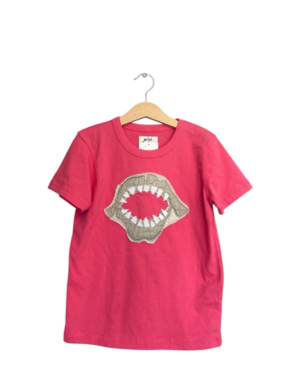 NWT Mini Boden Hot Pink Tee with Shark Mouth Applique